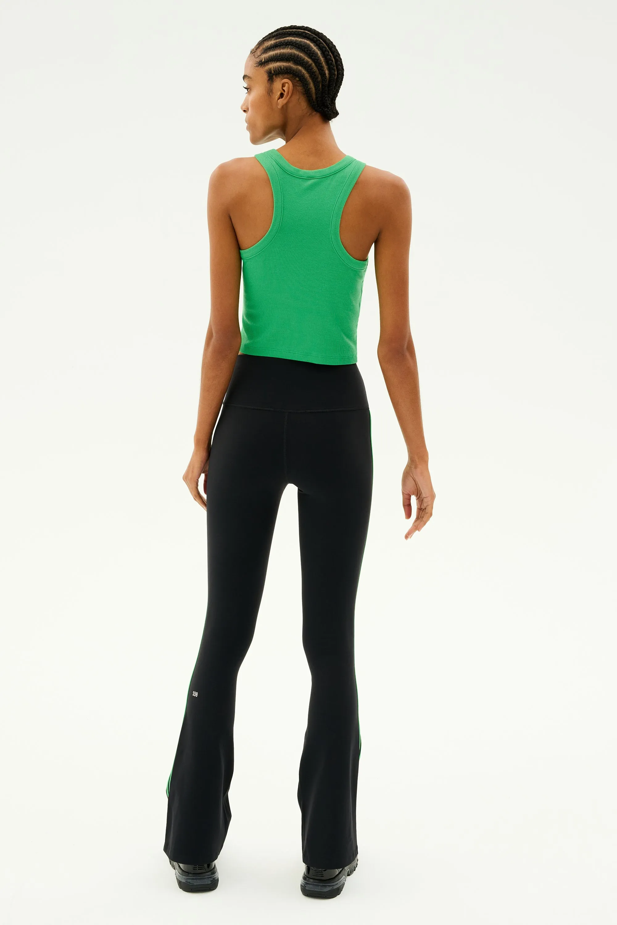 Raquel High Waist Flared Legging - Black/Grass