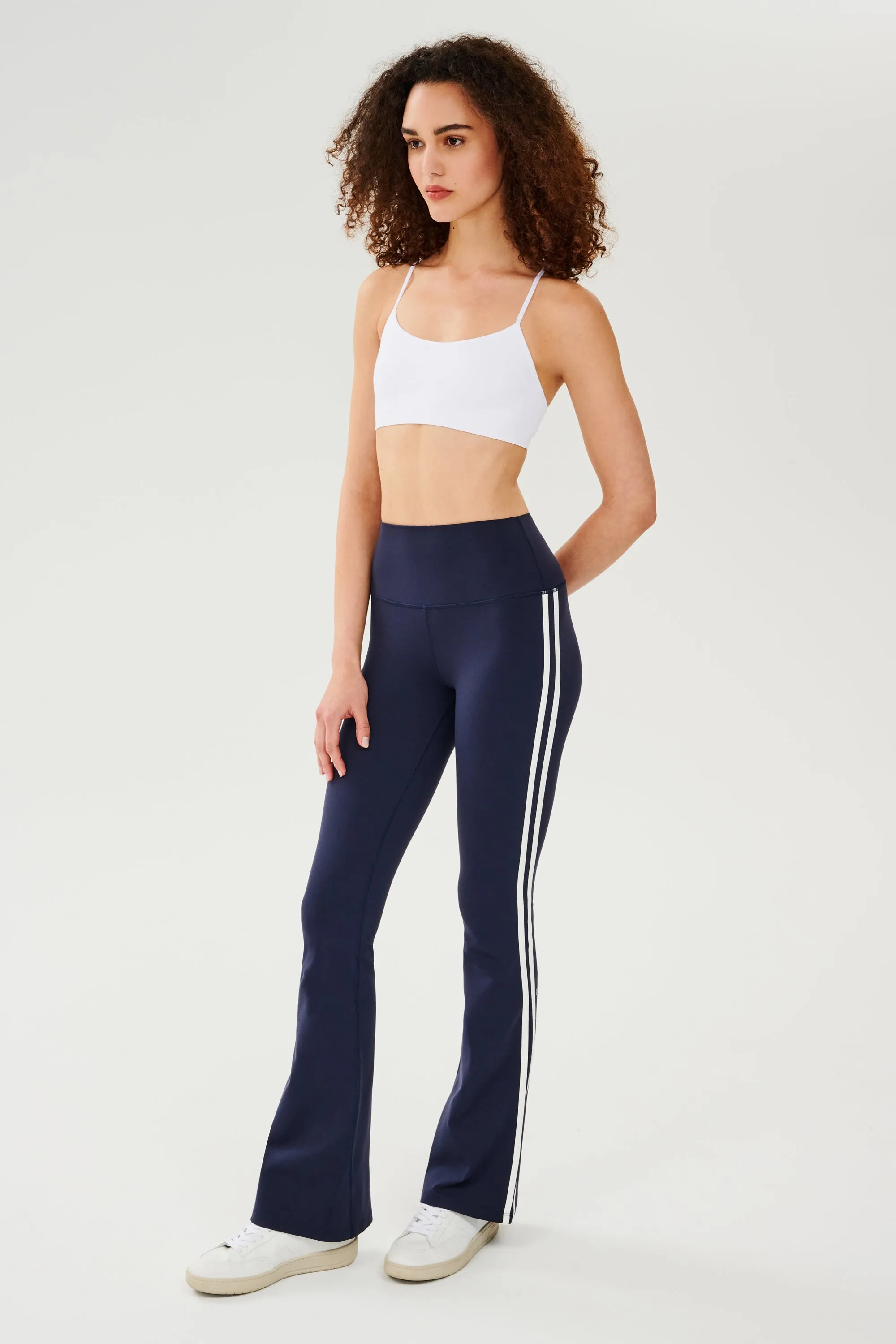 Raquel High Waist Flared Legging - Indigo/White