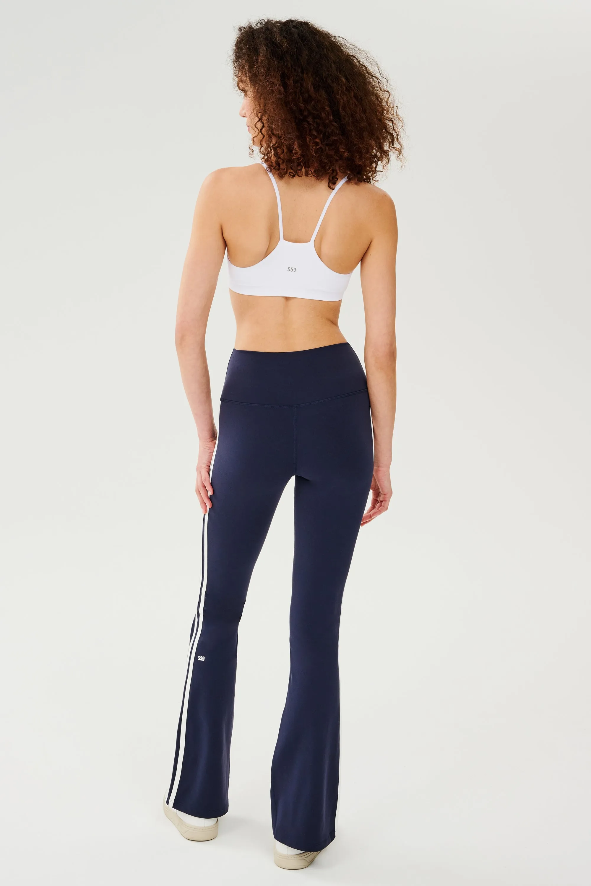 Raquel High Waist Flared Legging - Indigo/White
