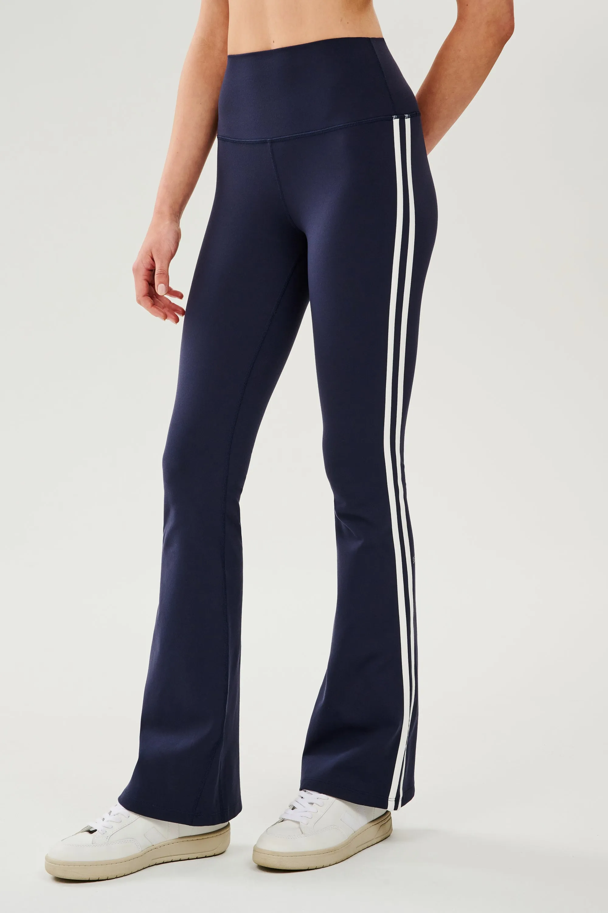Raquel High Waist Flared Legging - Indigo/White