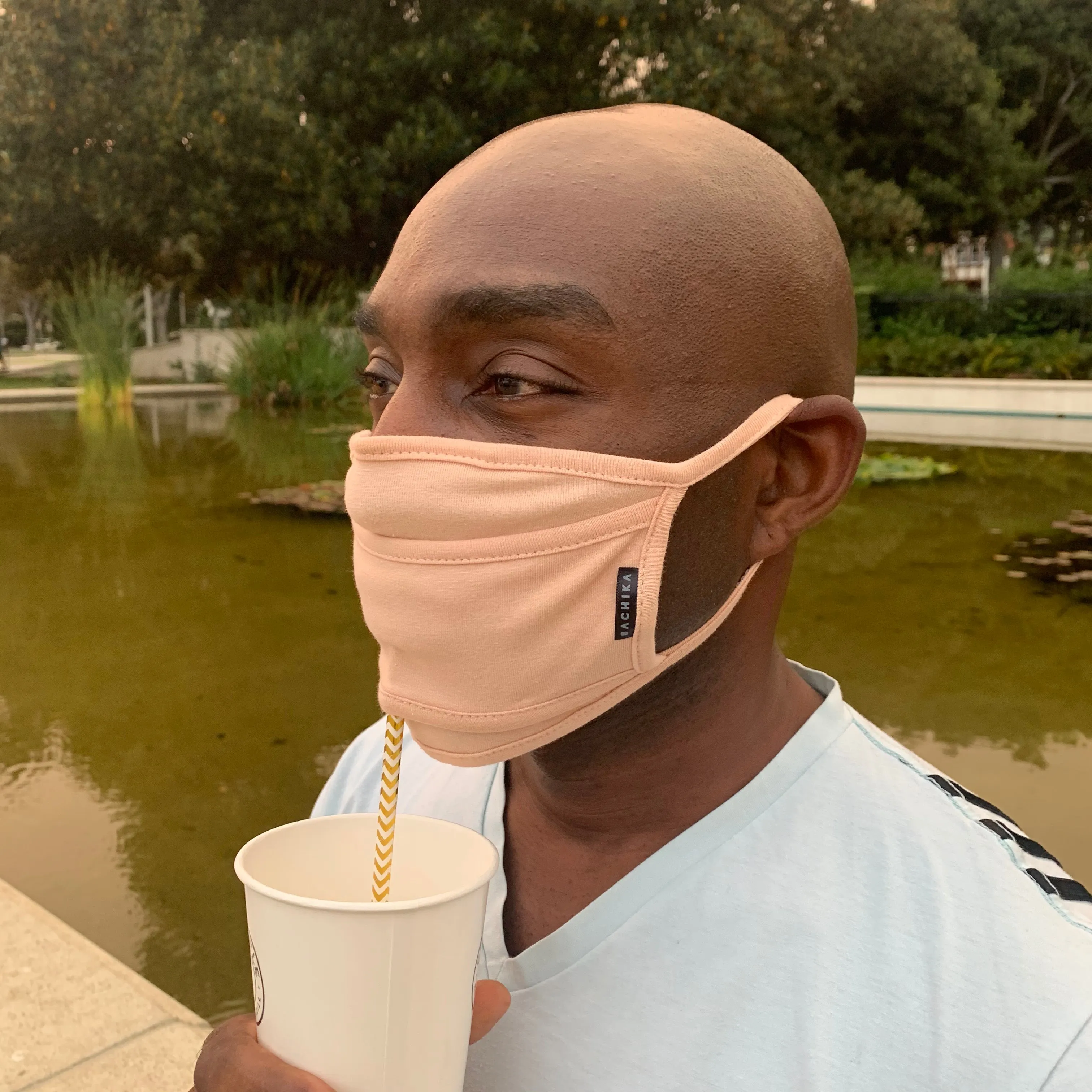 Refresh Mask -Straw Mask Drinking Face Mask with Straw Hole Washable Unisex  by SACHIKA