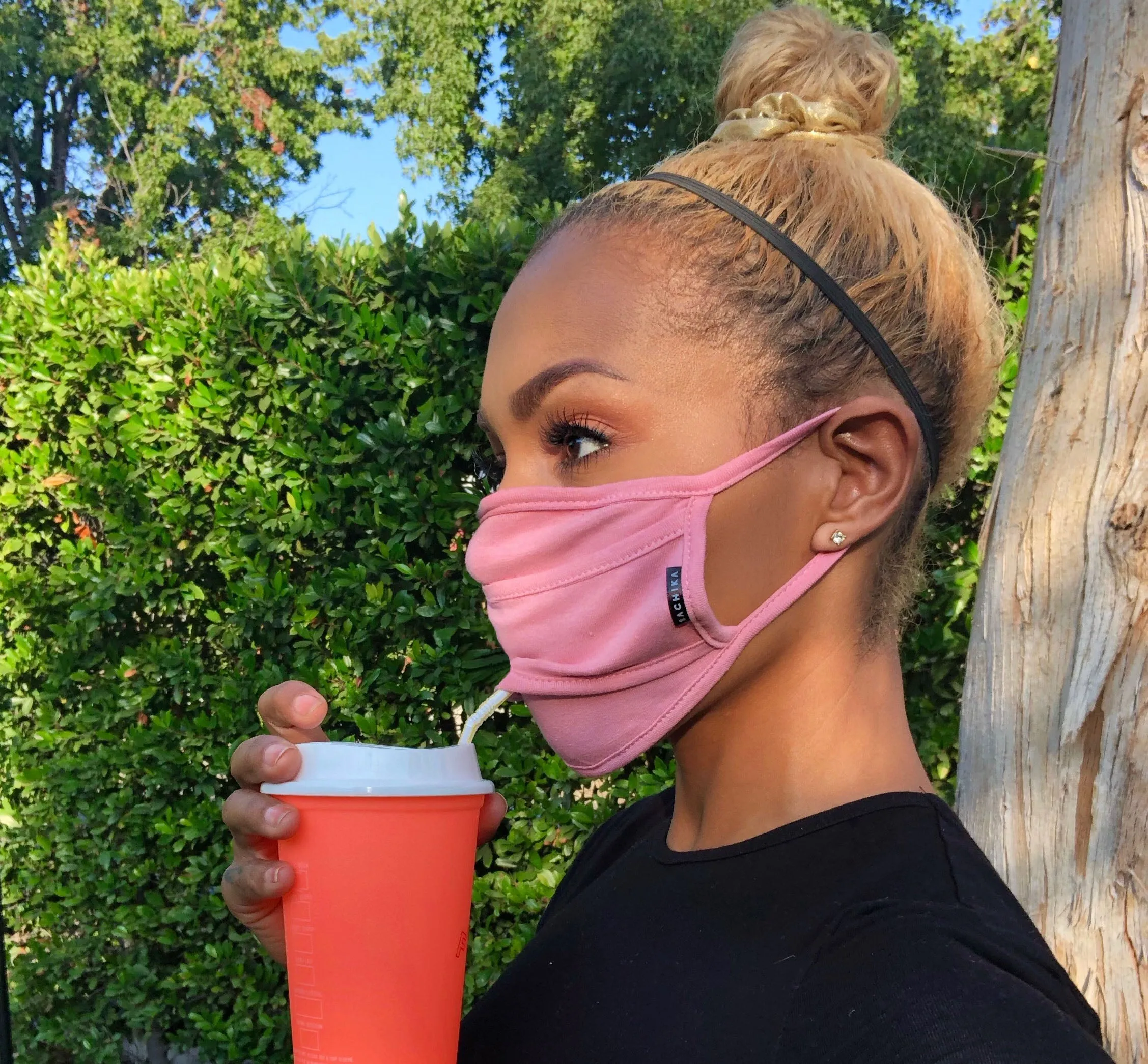 Refresh Mask -Straw Mask Drinking Face Mask with Straw Hole Washable Unisex  by SACHIKA