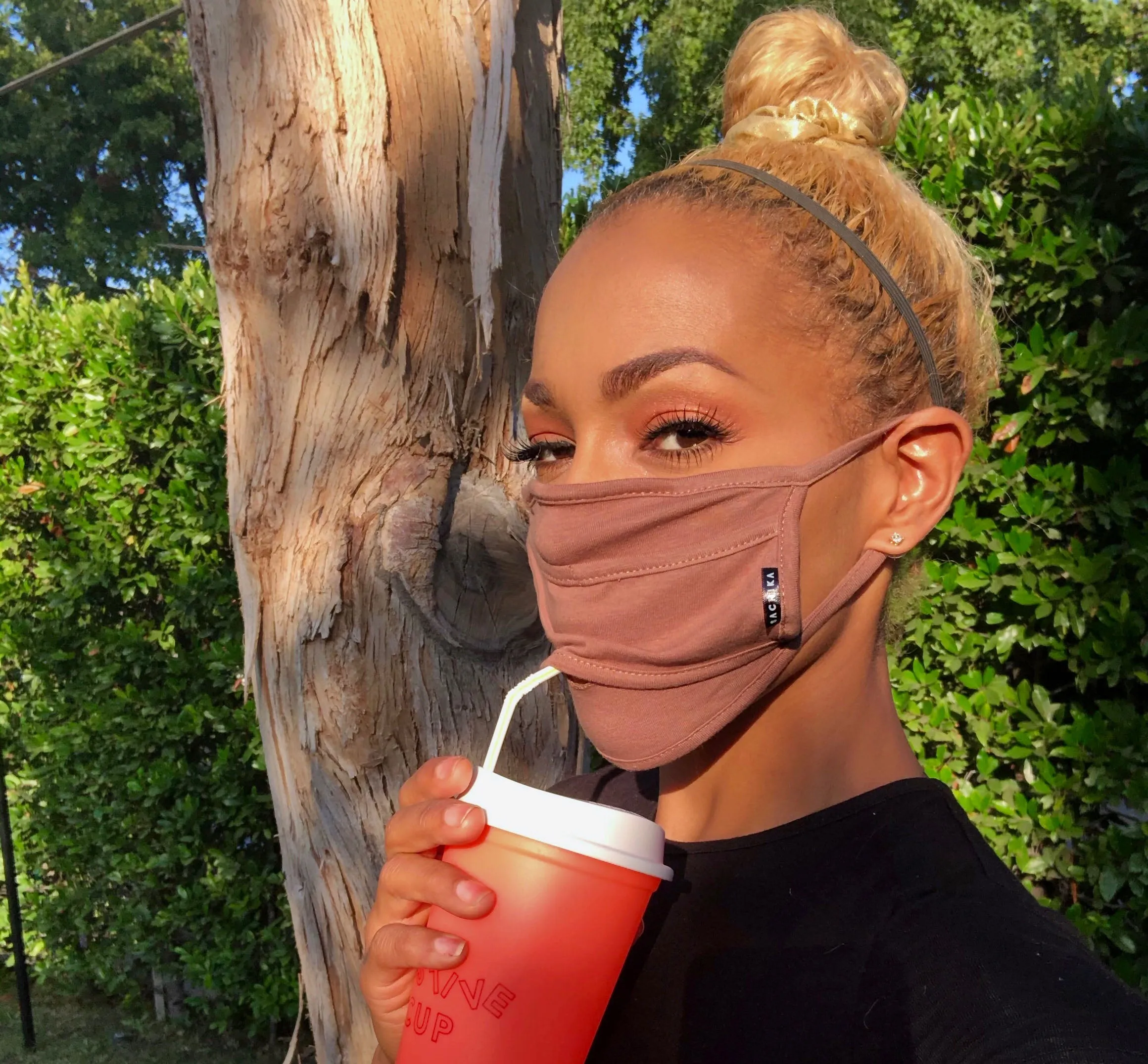 Refresh Mask -Straw Mask Drinking Face Mask with Straw Hole Washable Unisex  by SACHIKA