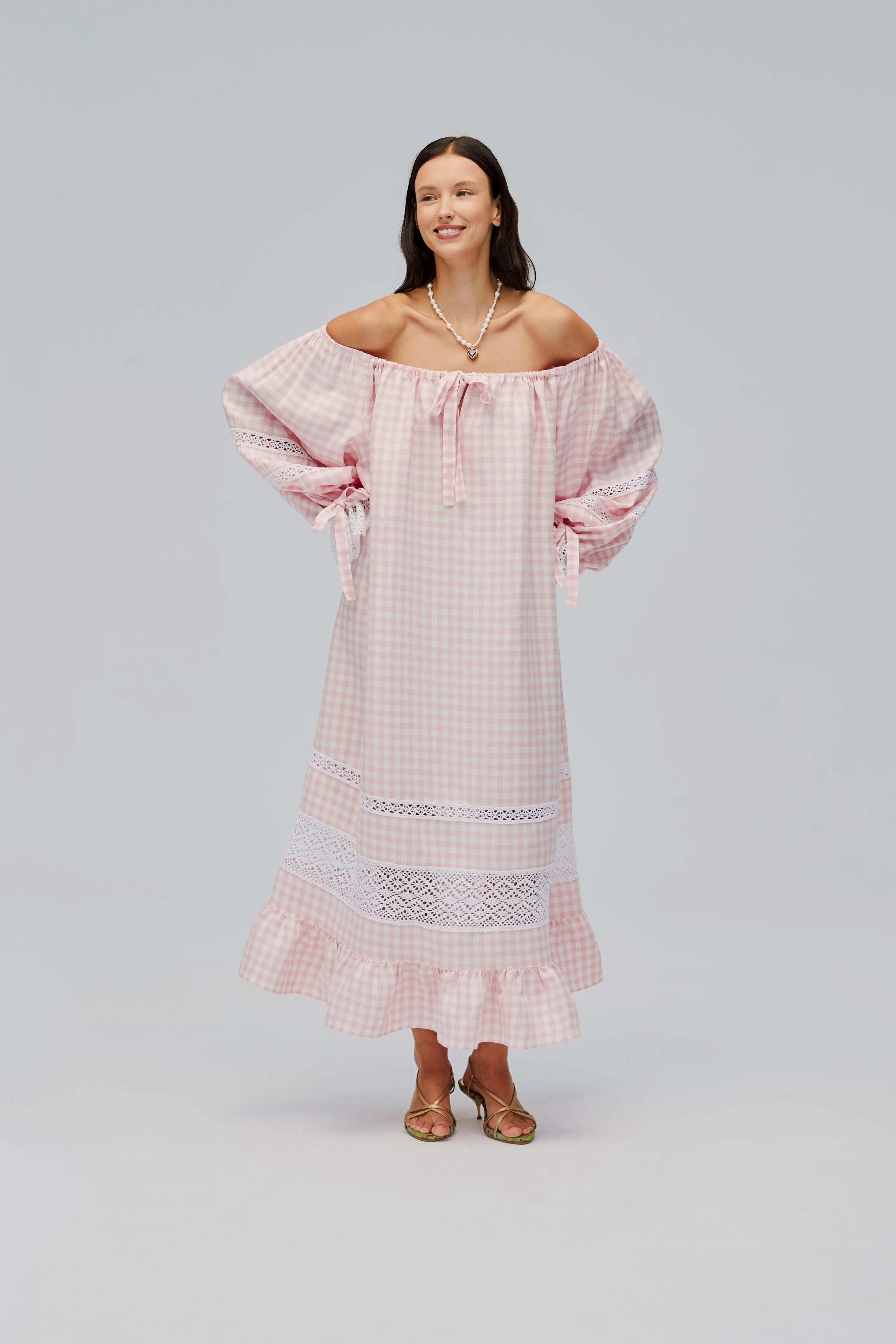 Romantica Lounge Dress in Pink Vichy