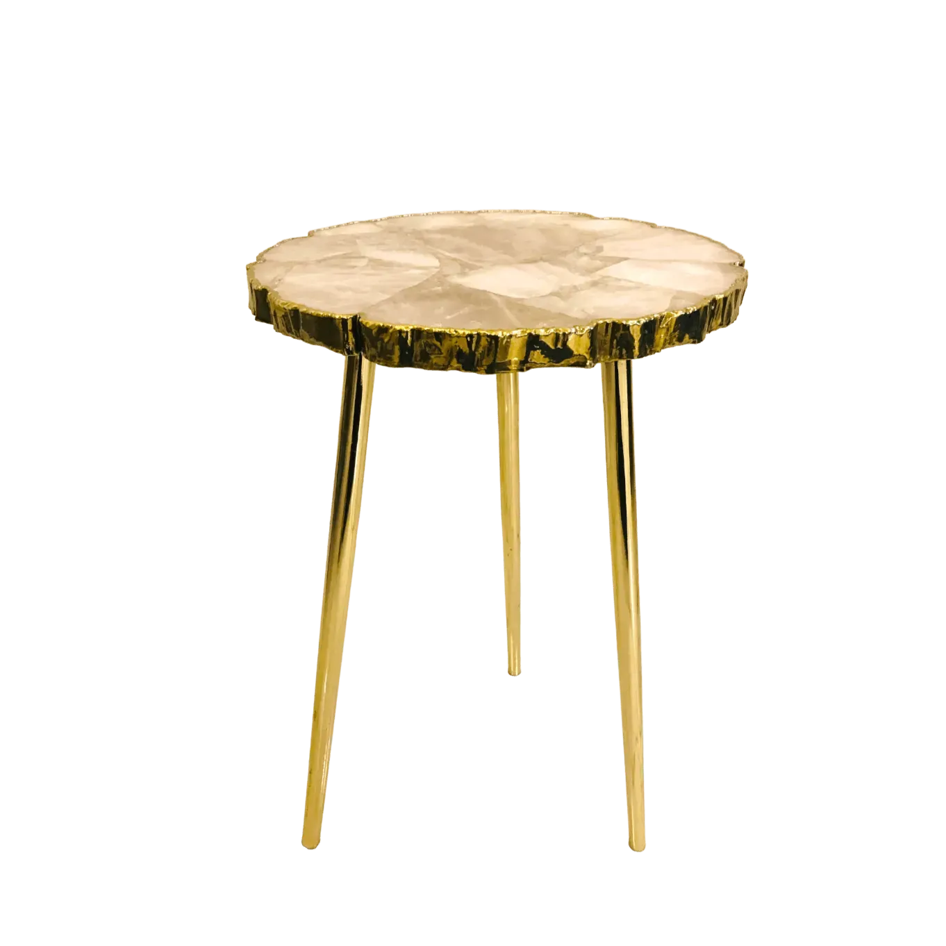 Rose Quartz Agate Organic Edge Accent Table