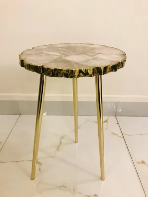 Rose Quartz Agate Organic Edge Accent Table