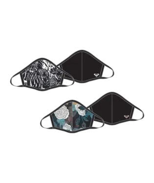 Roxy Womens Reversible Face Masks 2 Pack - True Black