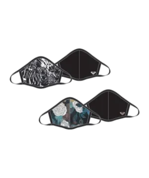 Roxy Womens Reversible Face Masks 2 Pack - True Black
