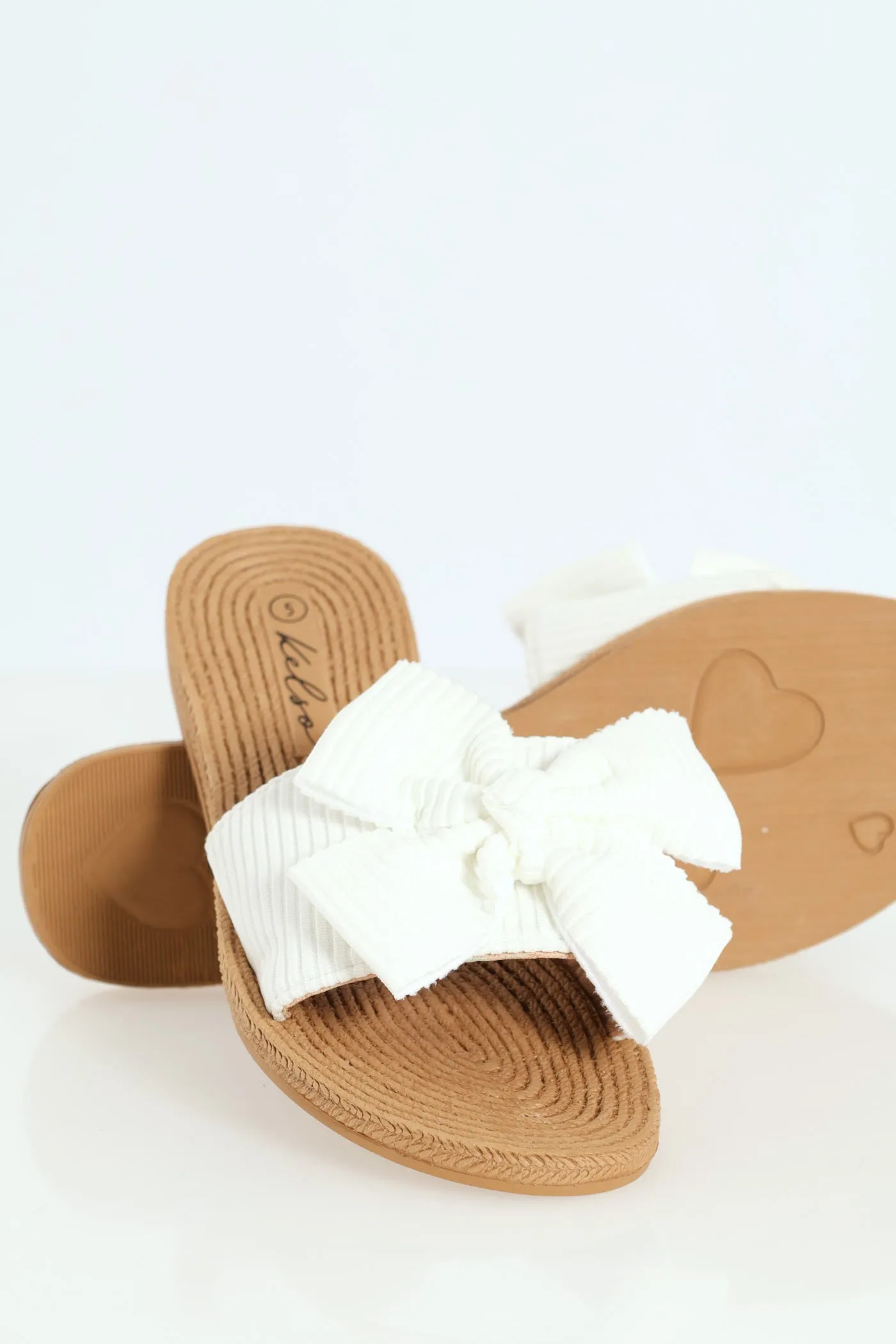 Soft Fabric Bow Mule - Off White