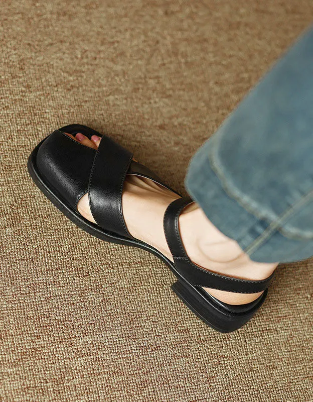 Square Toe Cross Strap Sandals Slingback 34-43