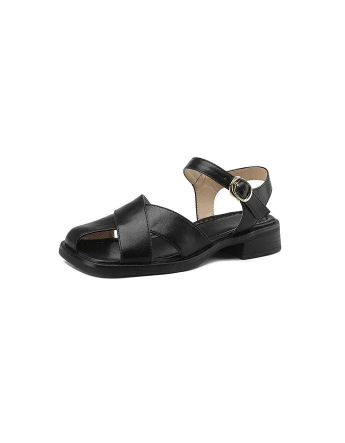 Square Toe Cross Strap Sandals Slingback 34-43