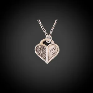 Sterling Silver "Love U" Fingerprint Charm Necklace