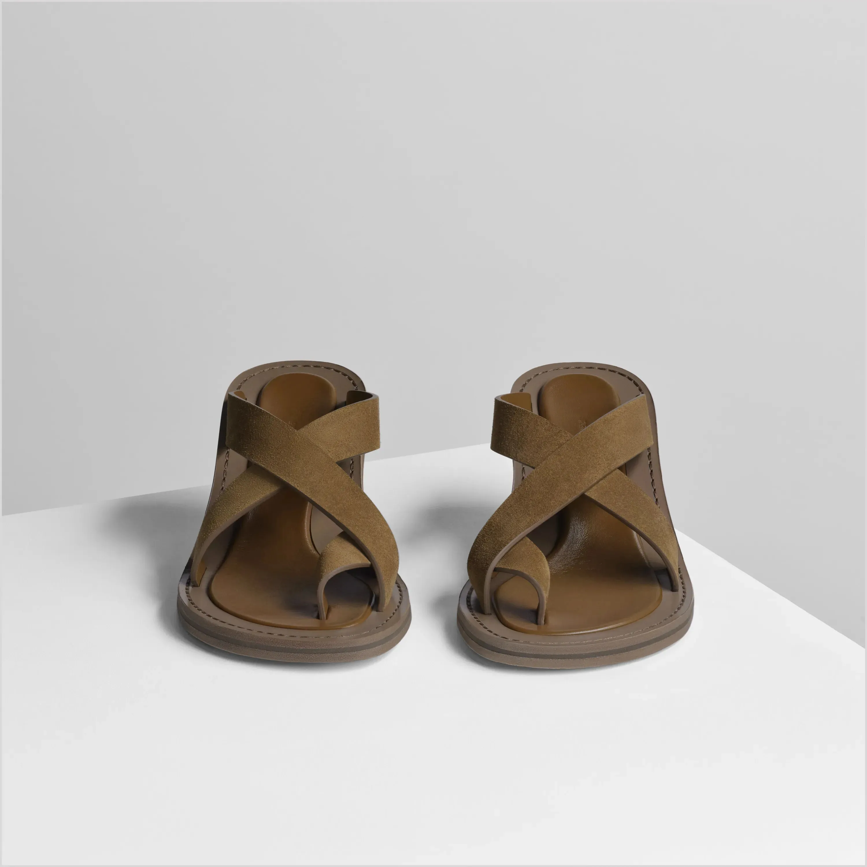 STRAP SANDAL | caramel suede leather