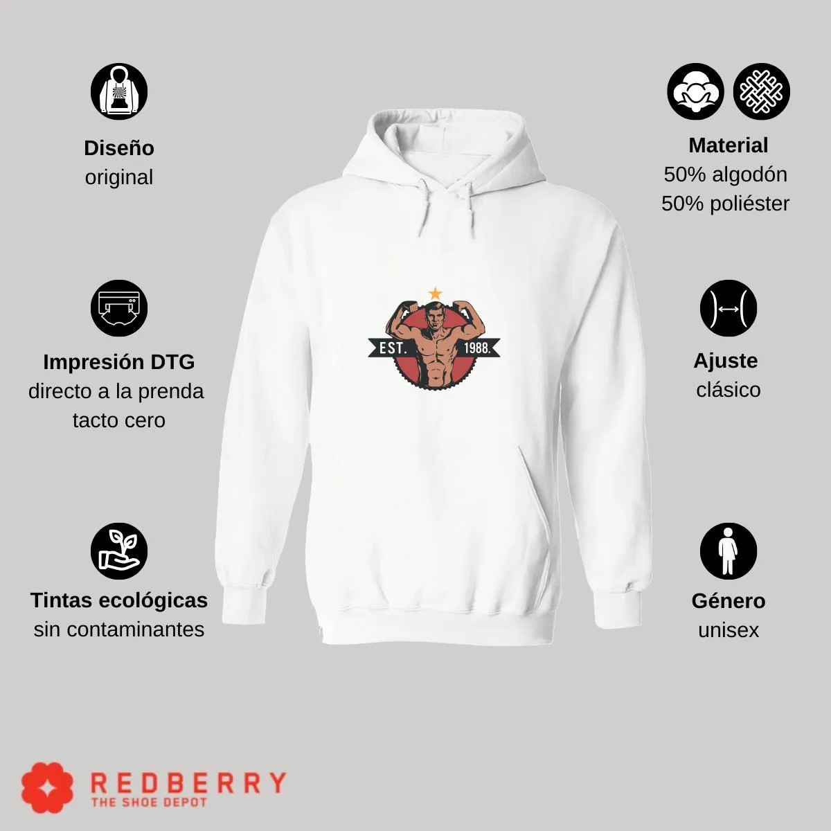 Sudadera Hombre  Hoodie Gym Ejercicio Fitness GF1011