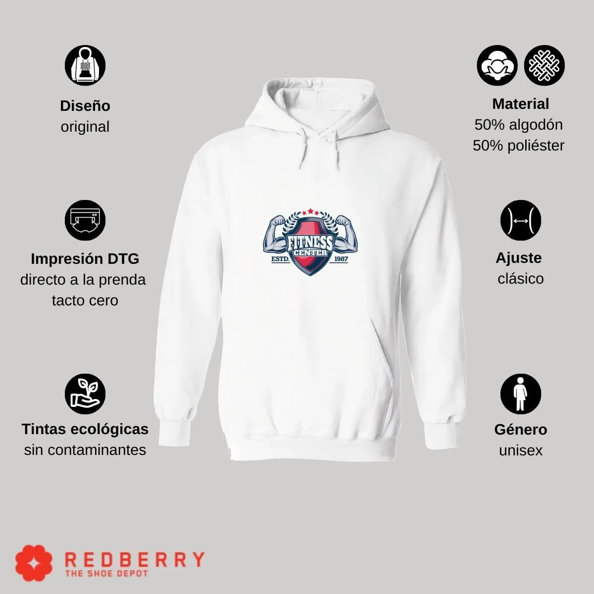 Sudadera Hombre  Hoodie Gym Ejercicio Fitness GF1022