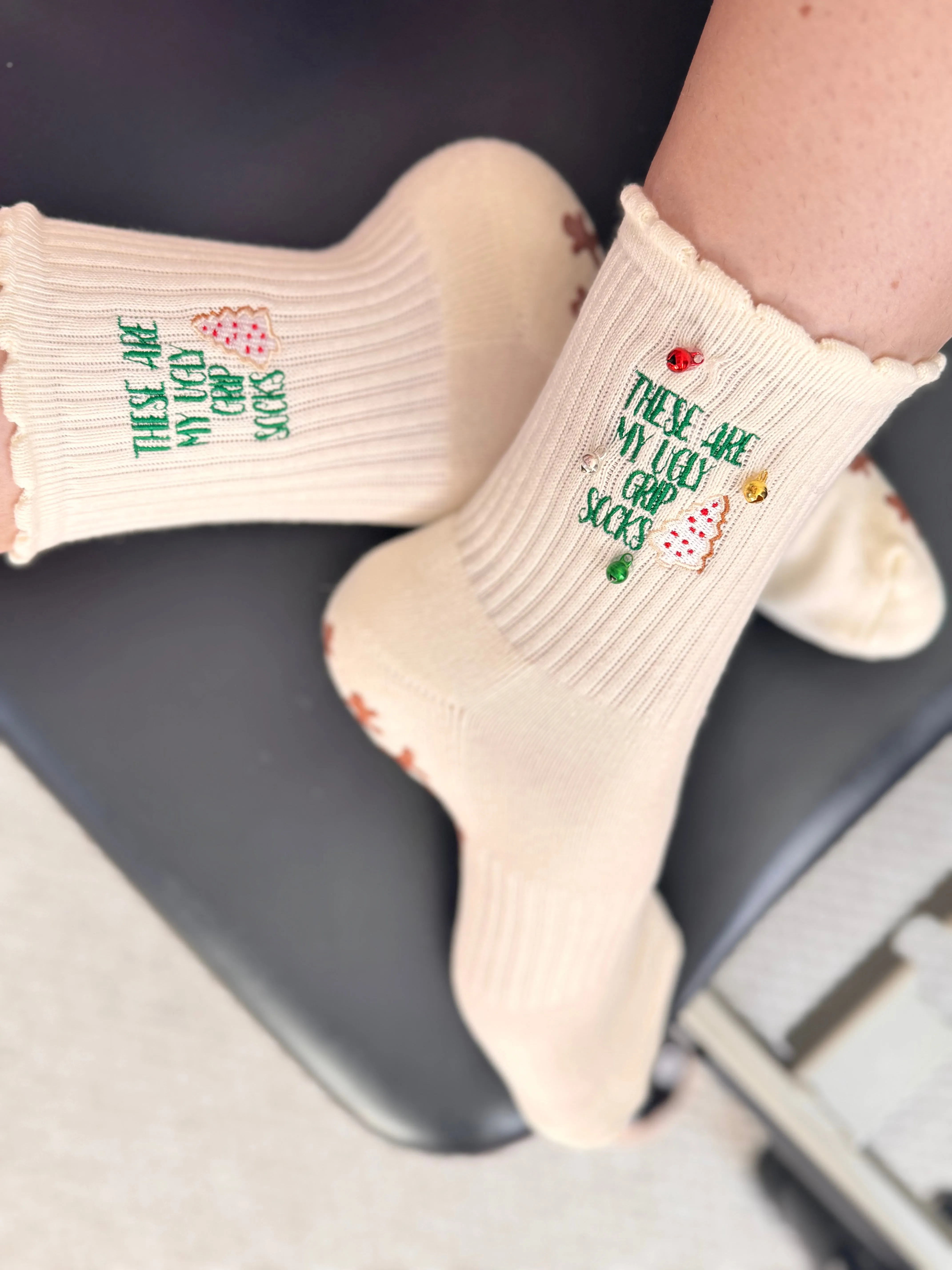 “UGLY GRIP SOCKS” with or without bells crew Pilates socks