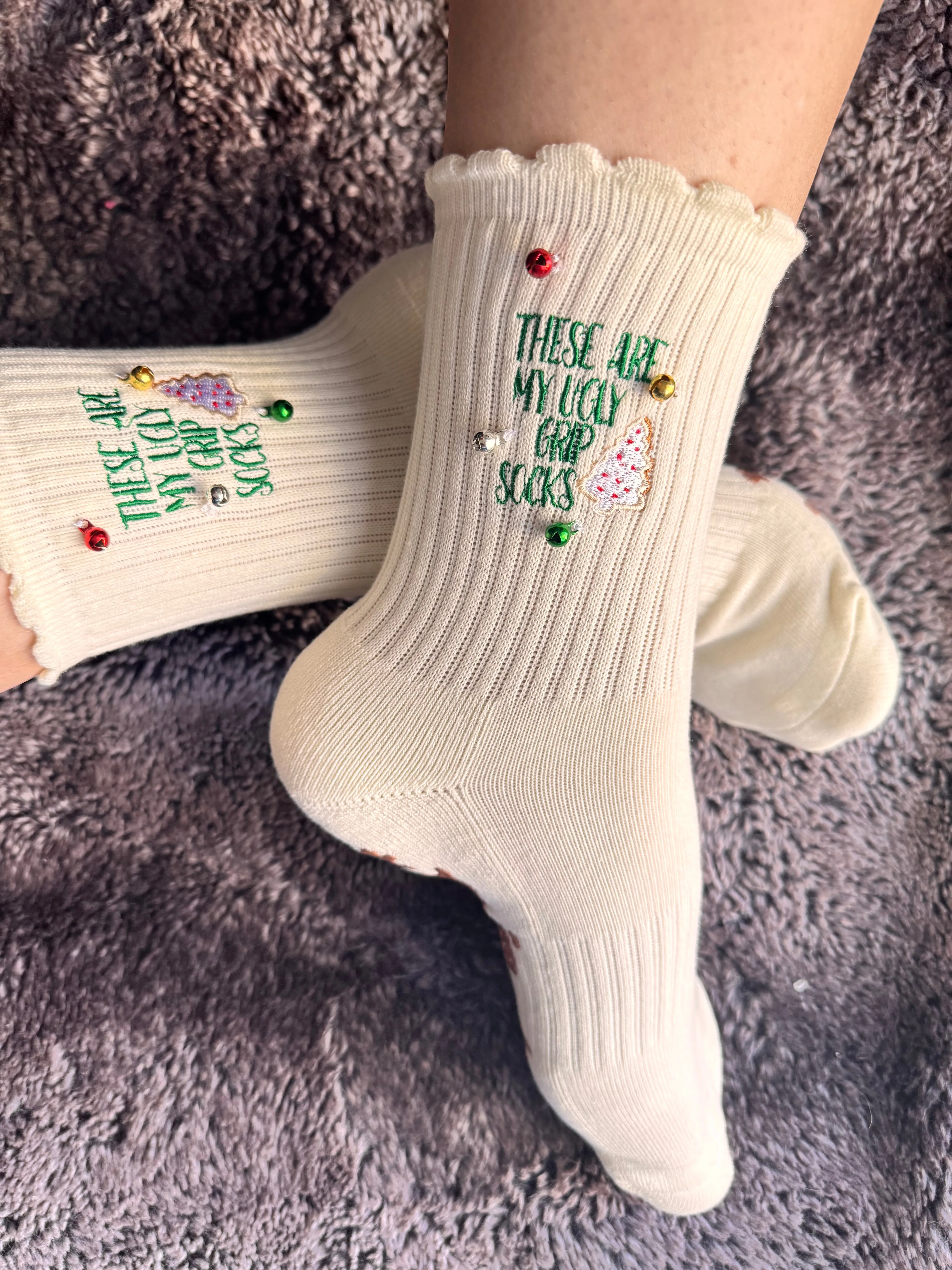 “UGLY GRIP SOCKS” with or without bells crew Pilates socks