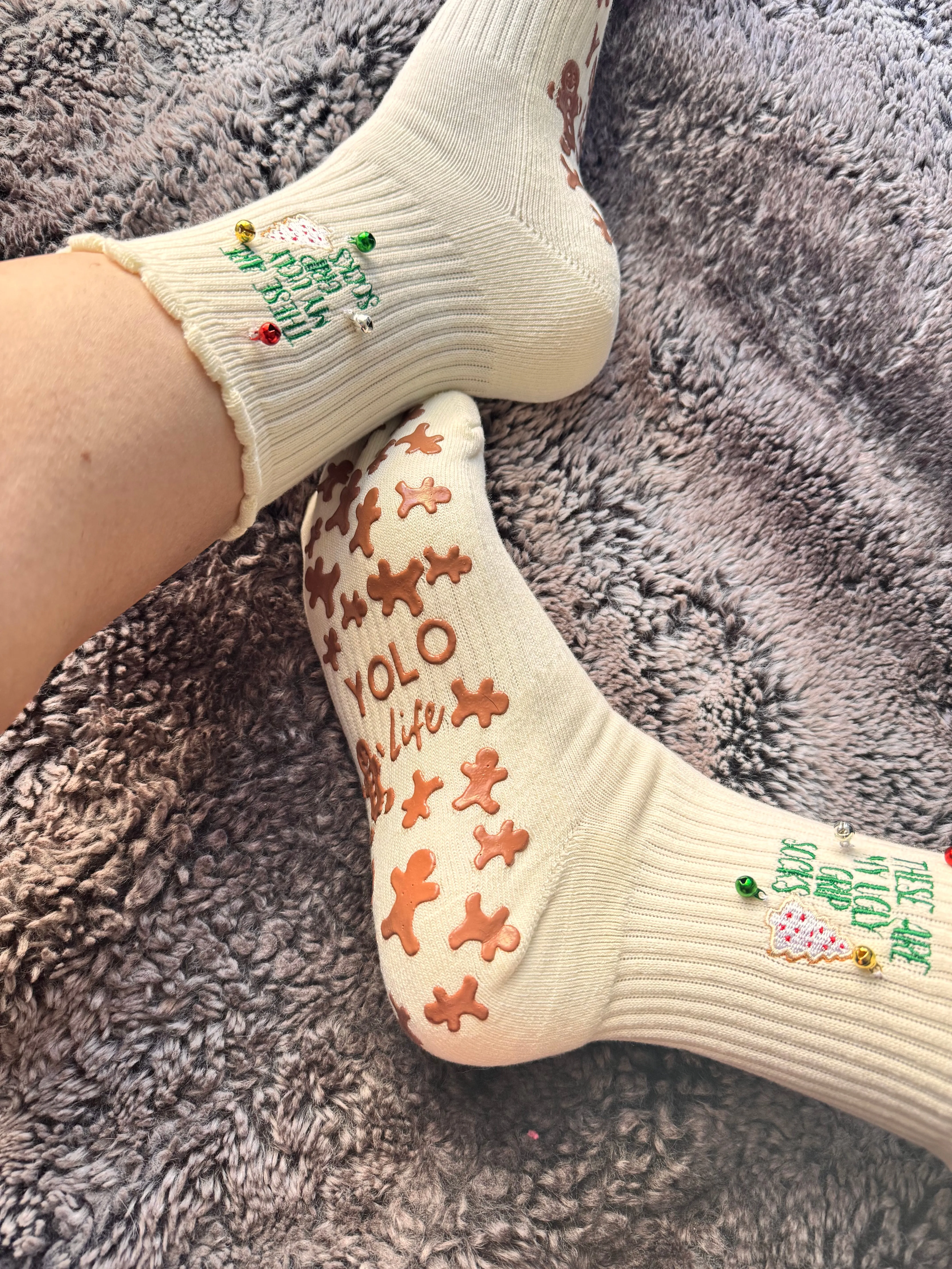 “UGLY GRIP SOCKS” with or without bells crew Pilates socks