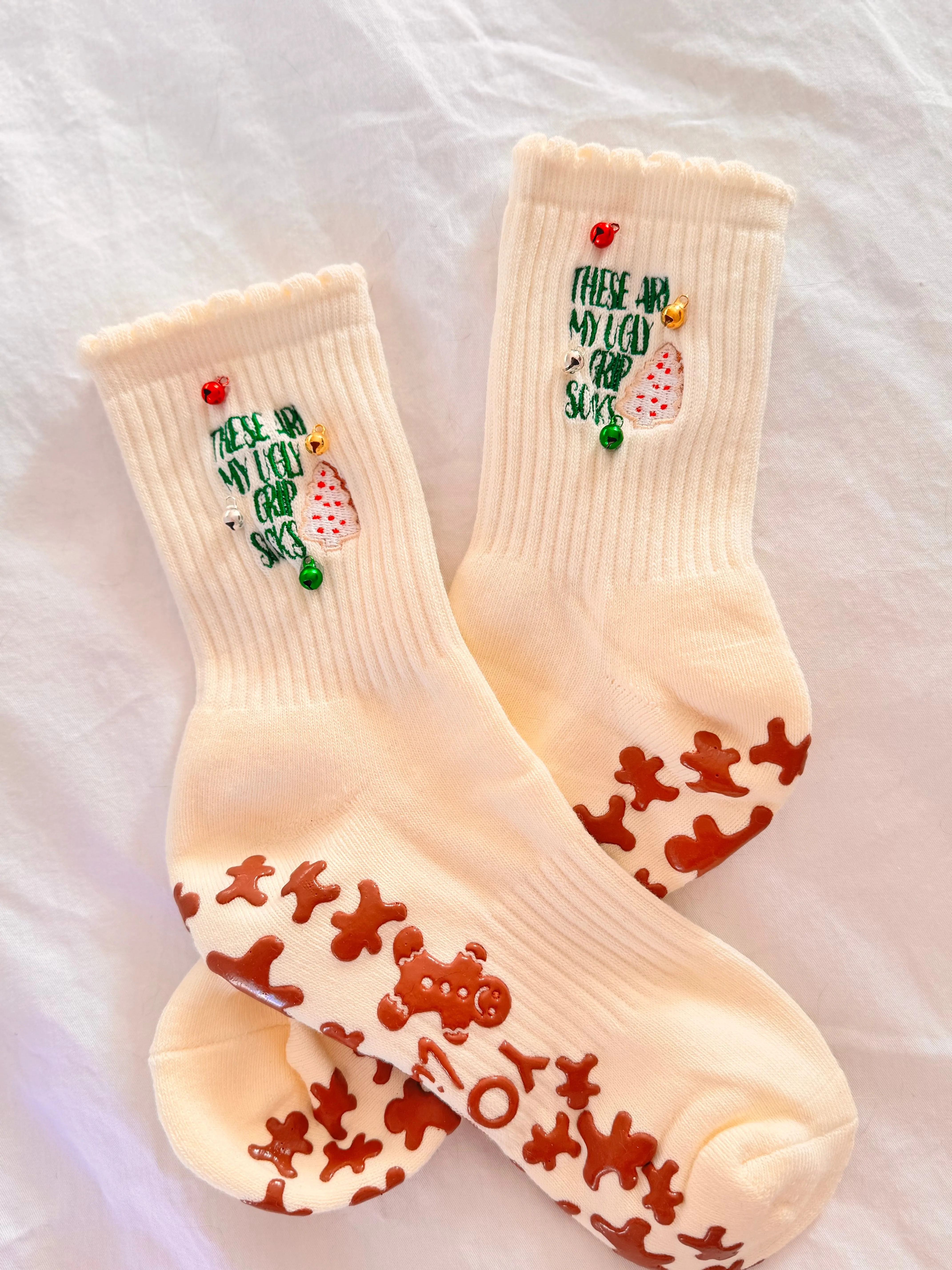 “UGLY GRIP SOCKS” with or without bells crew Pilates socks