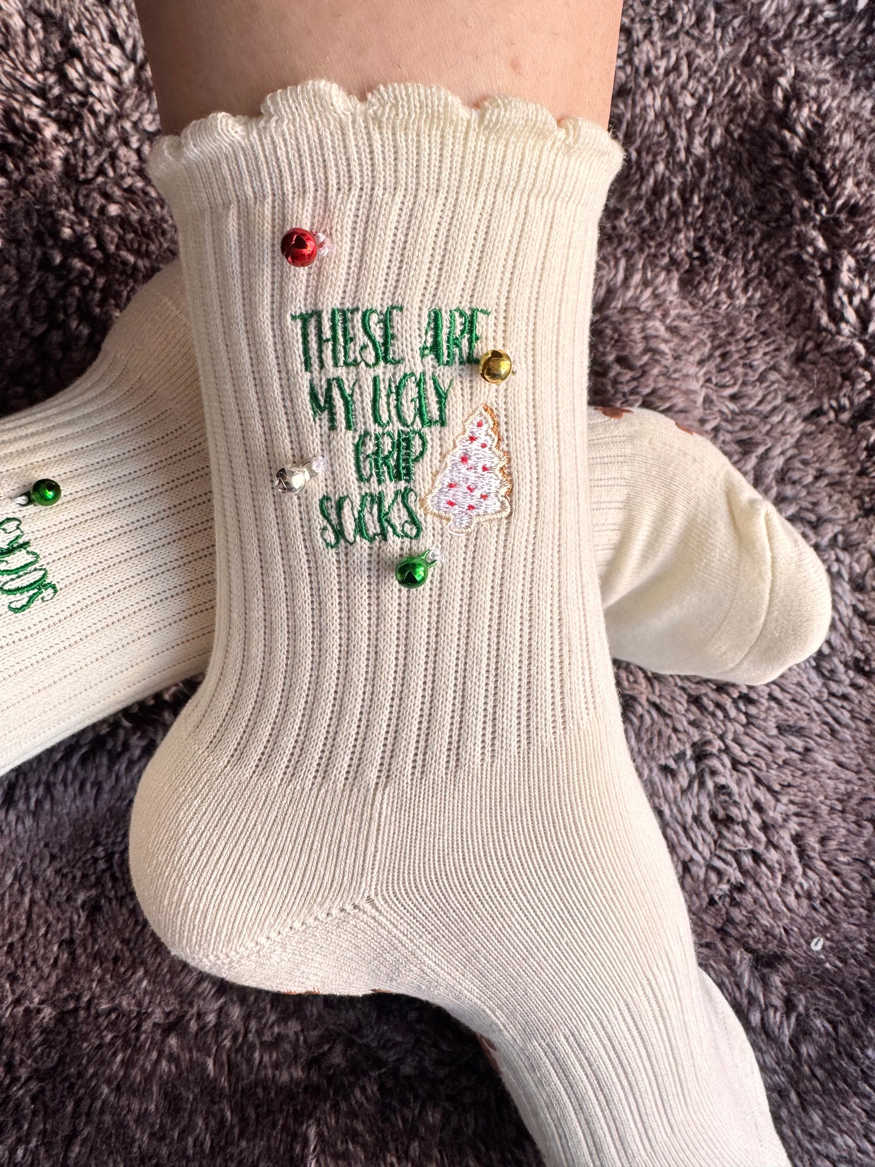 “UGLY GRIP SOCKS” with or without bells crew Pilates socks