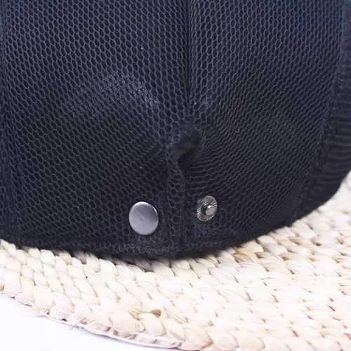 Unisex Women Men Polyester Mesh Hole Newsboy Beret Cap Flat Buckle Cowboy Cabbie Breathable Hat