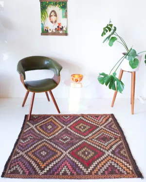 Vintage Mini Turkish Kilim Rug 3'8"x4'3"