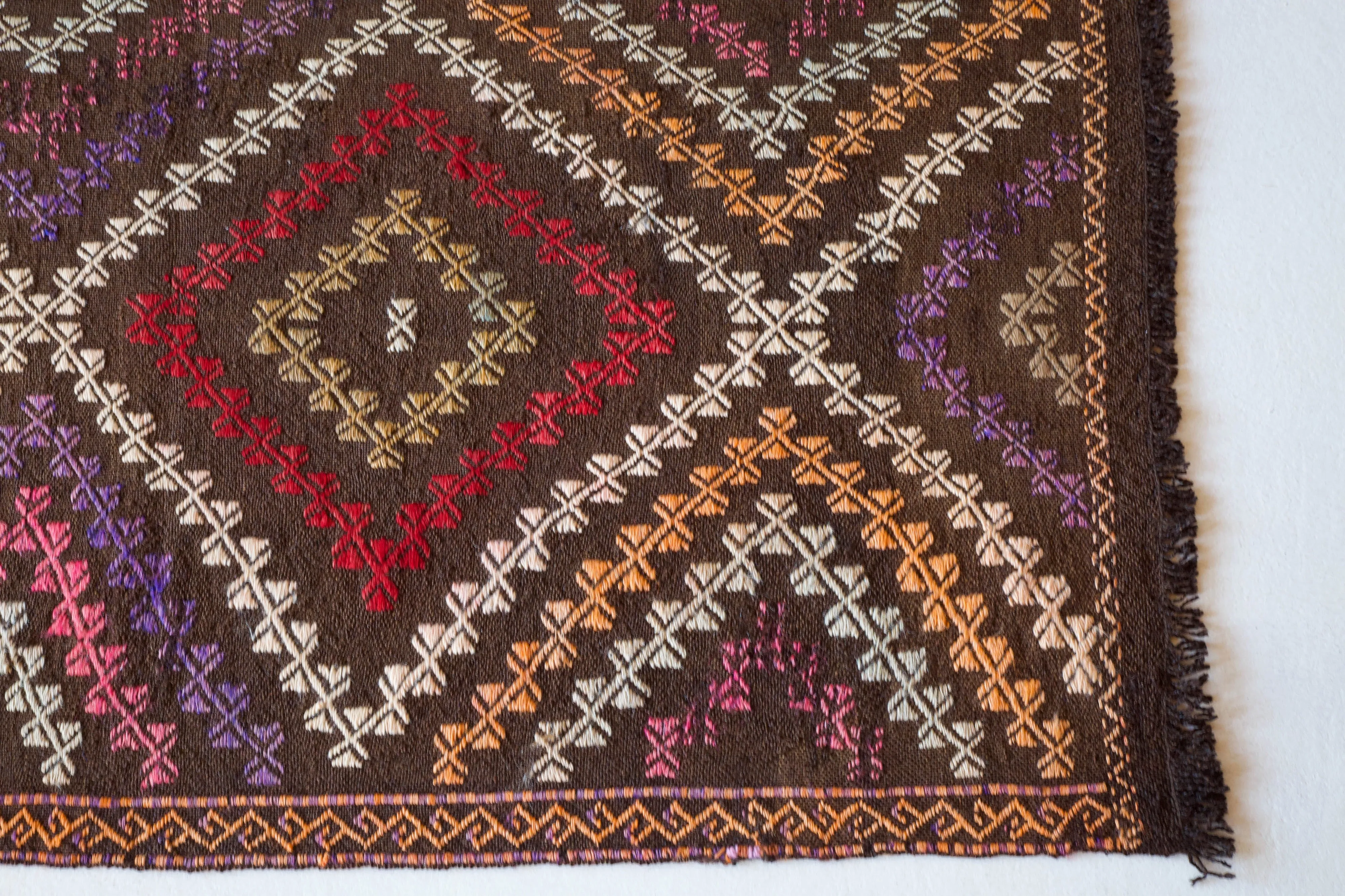 Vintage Mini Turkish Kilim Rug 3'8"x4'3"