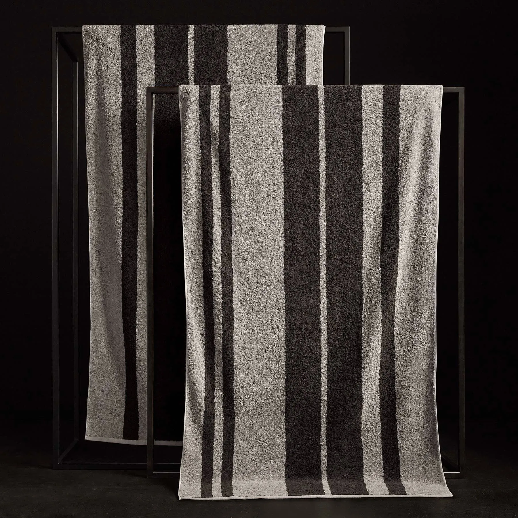 Wide Stripe Beach Towel - Fog/Slate