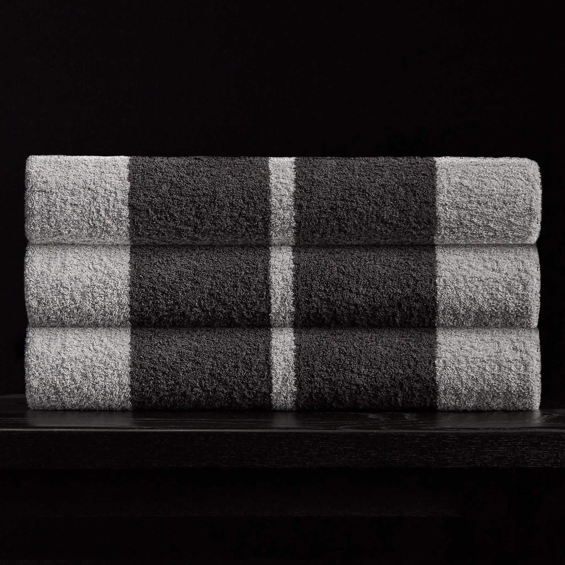 Wide Stripe Beach Towel - Fog/Slate
