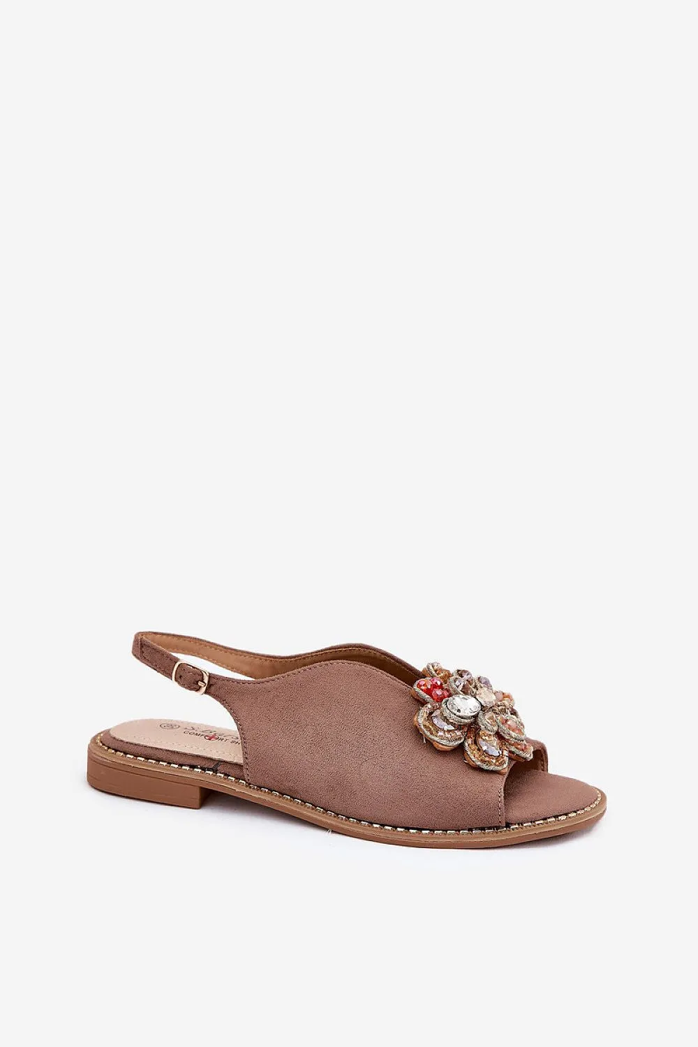 Women's eco suede decorative flower sandals