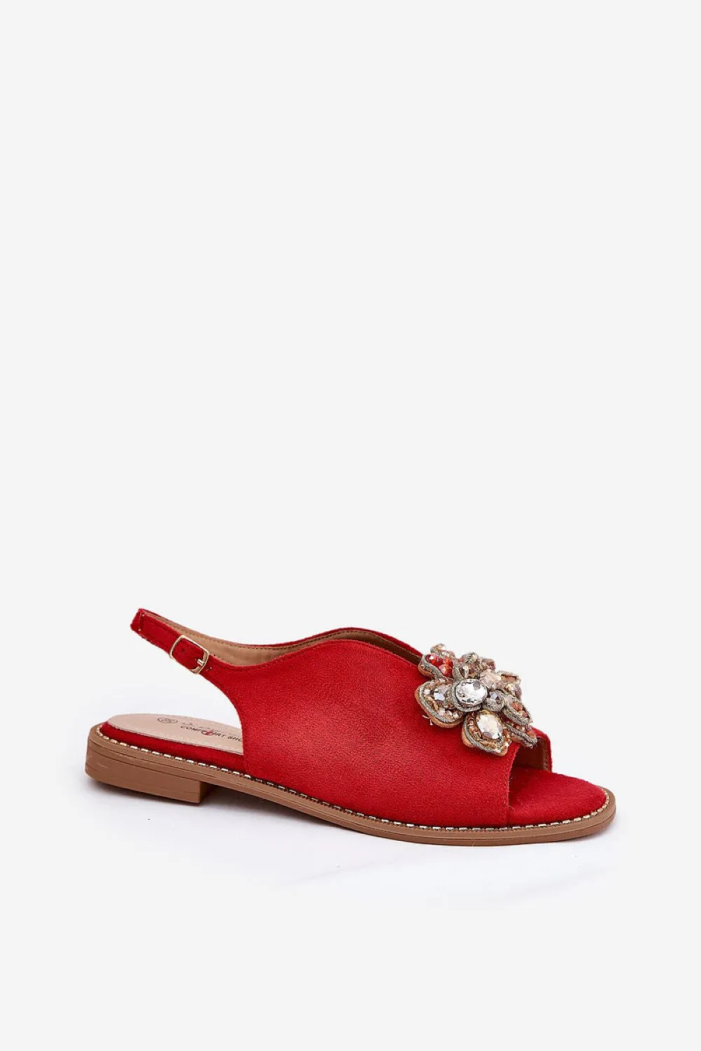 Women's eco suede decorative flower sandals