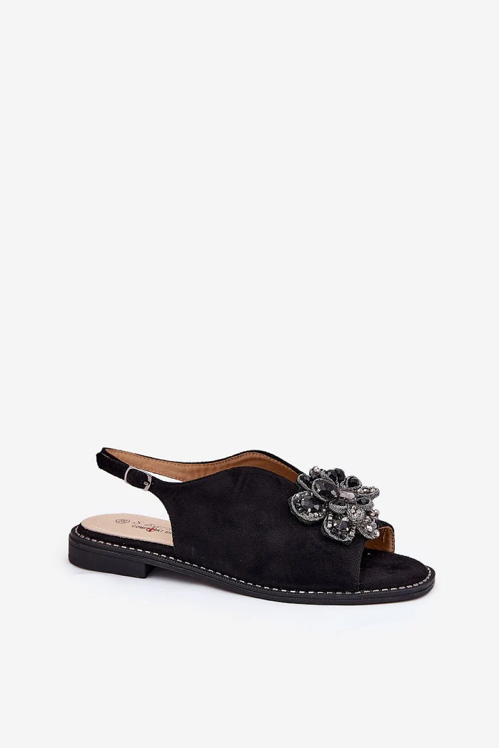 Women's eco suede decorative flower sandals