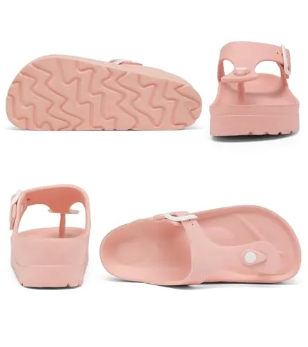 Womens Platform Sandals with Arch Support, Adjustable Buckle Beach Sandal Woman Comfort Lightweight Ultra Cushion EVA Slides