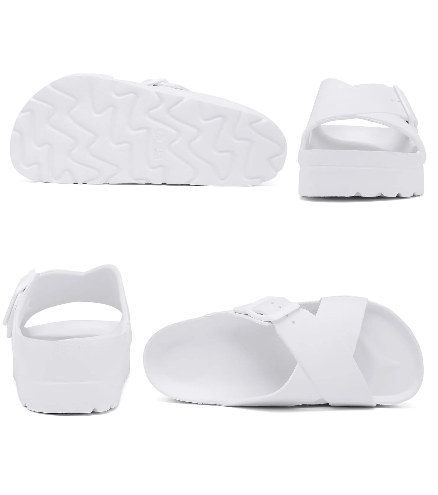 Womens Platform Sandals with Arch Support, Adjustable Buckle Beach Sandal Woman Comfort Lightweight Ultra Cushion EVA Slides