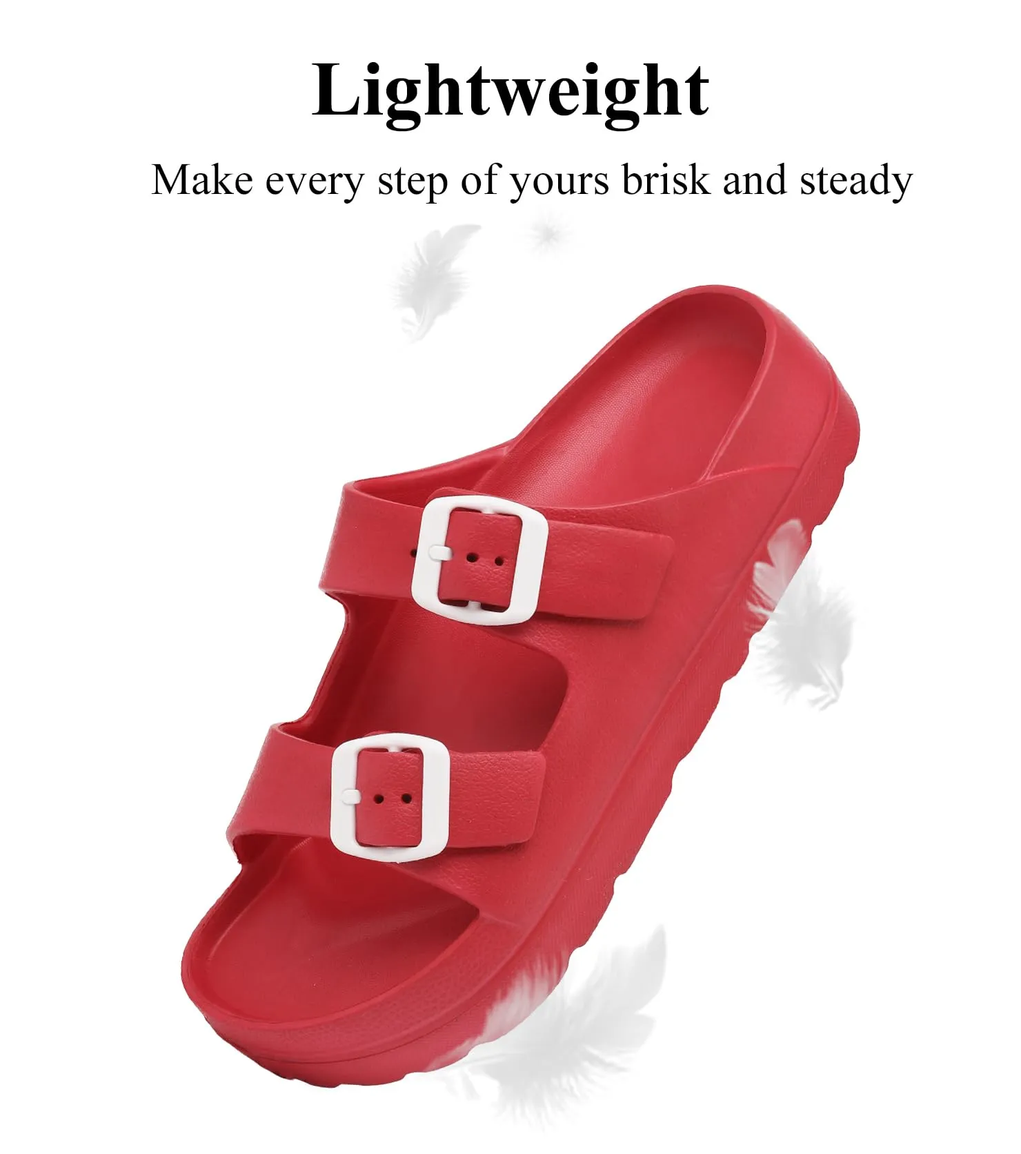 Womens Platform Sandals with Arch Support, Adjustable Buckle Beach Sandal Woman Comfort Lightweight Ultra Cushion EVA Slides
