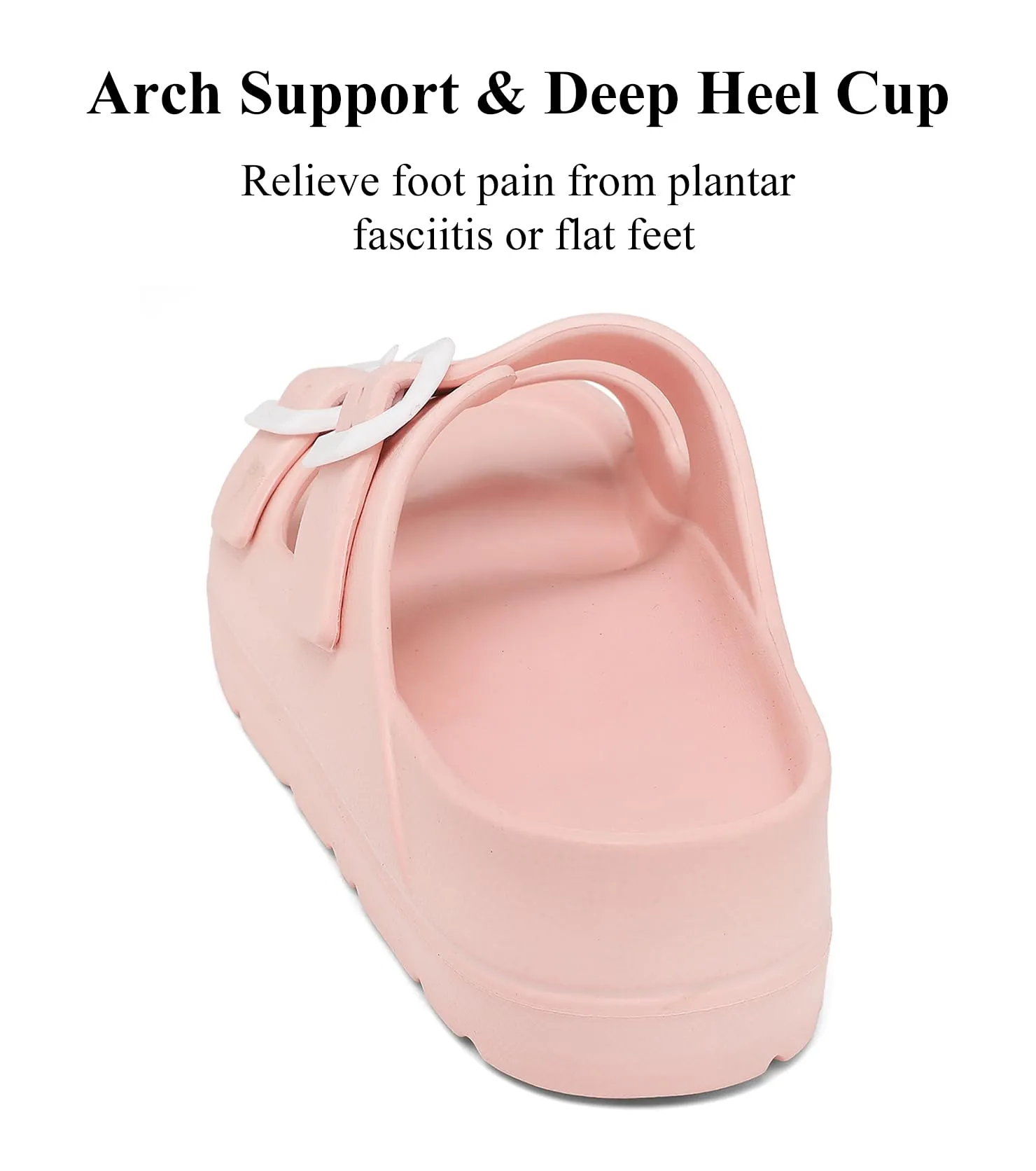 Womens Platform Sandals with Arch Support, Adjustable Buckle Beach Sandal Woman Comfort Lightweight Ultra Cushion EVA Slides