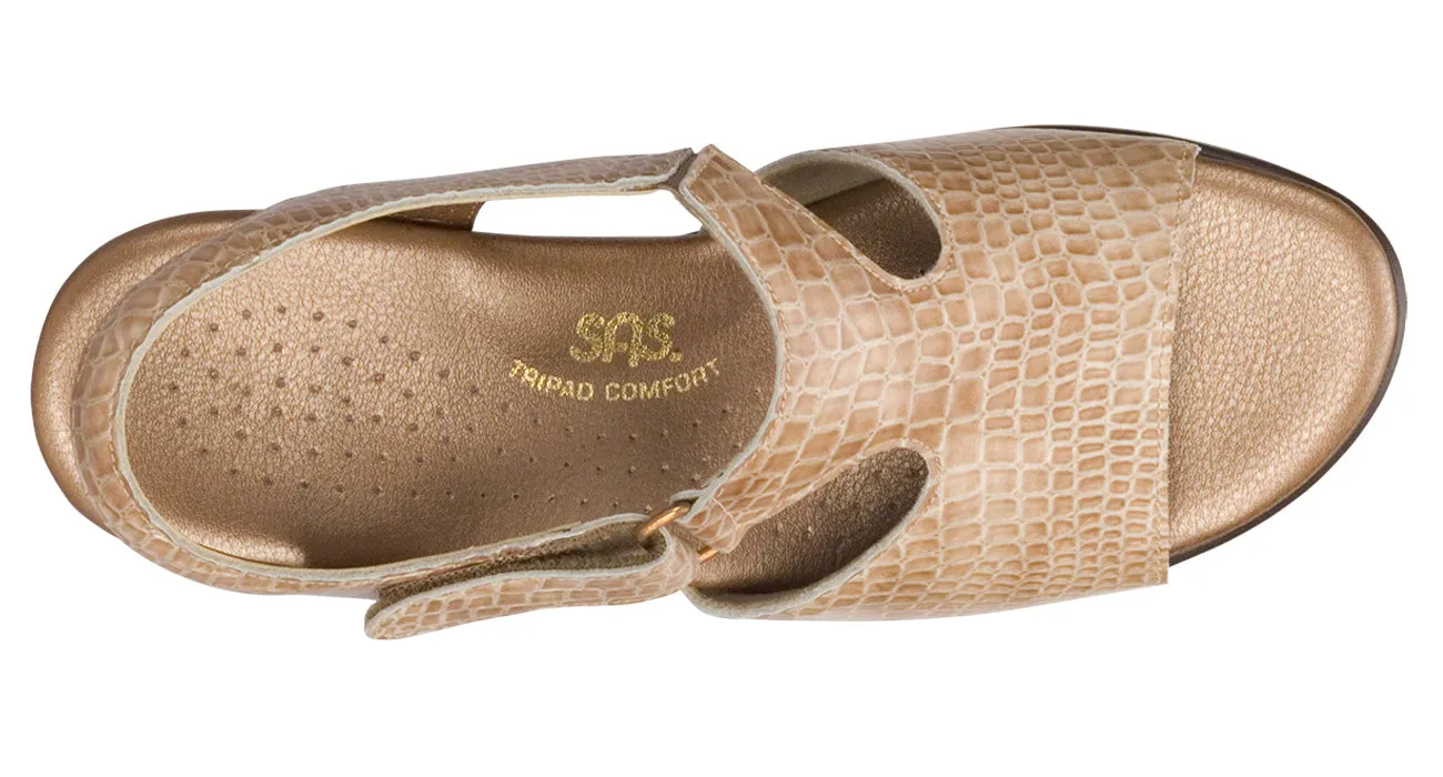 Women's Suntimer Heel Strap Sandal in Beige Croc