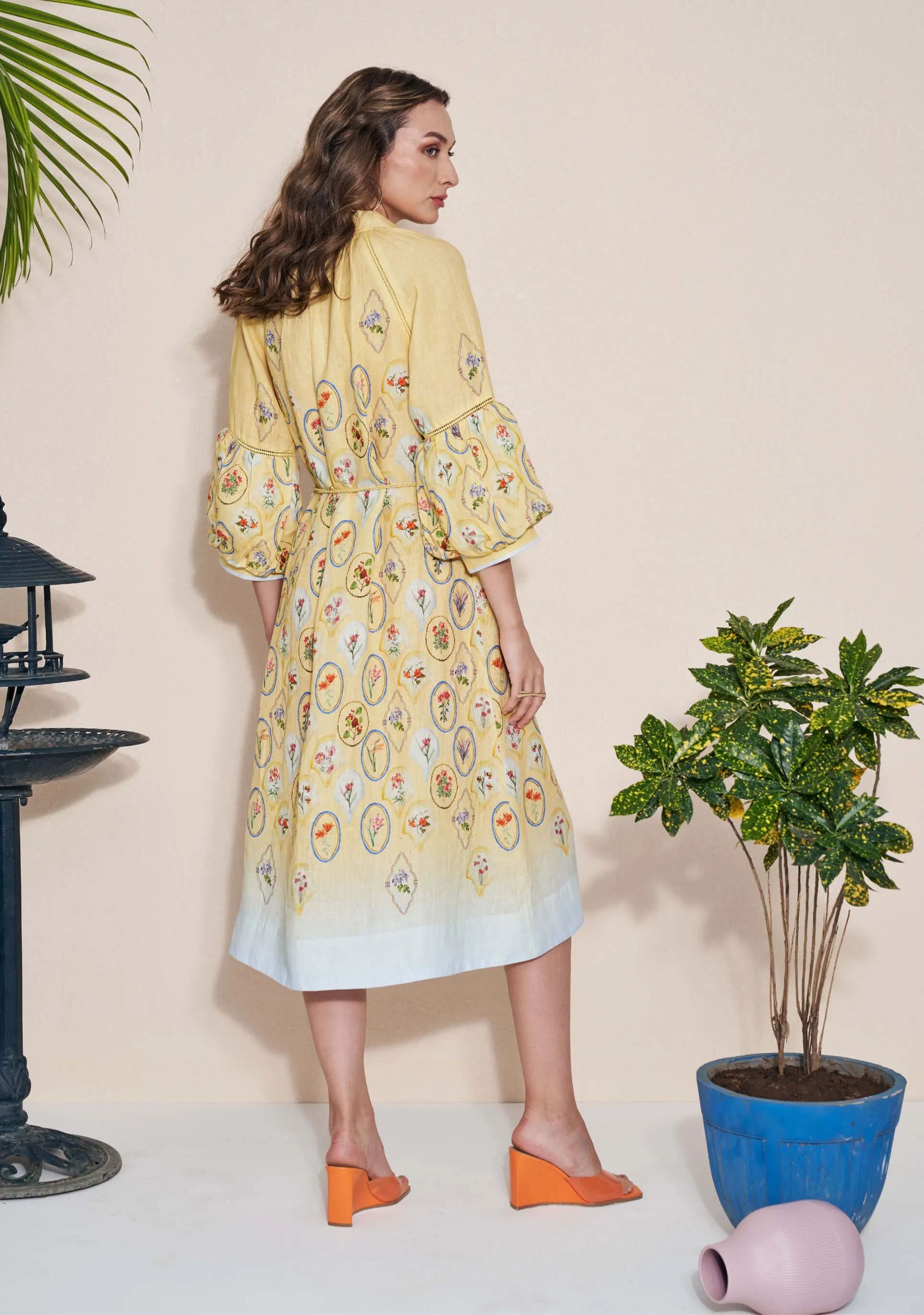 Yellow Skye shirt dress and belt