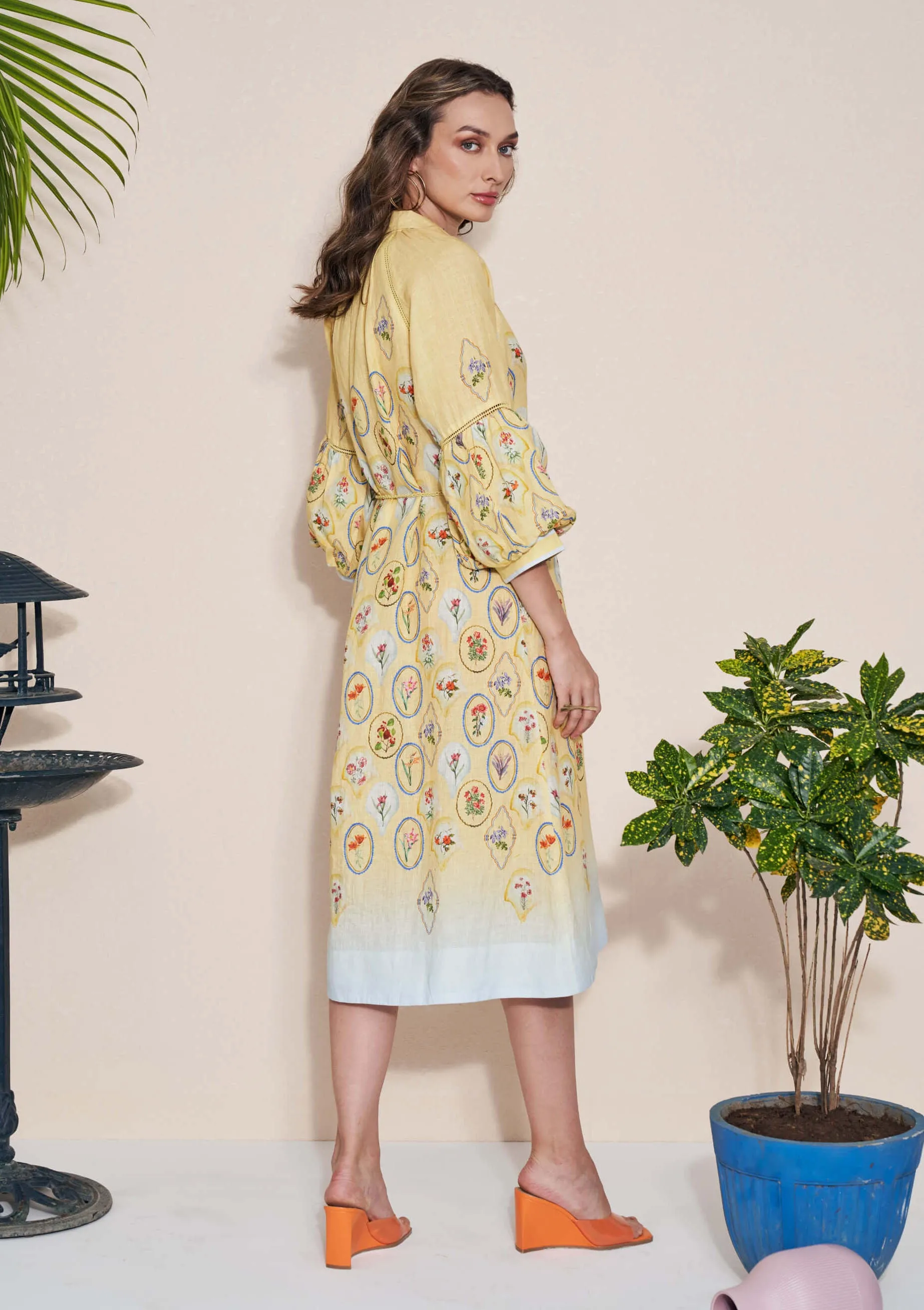 Yellow Skye shirt dress and belt